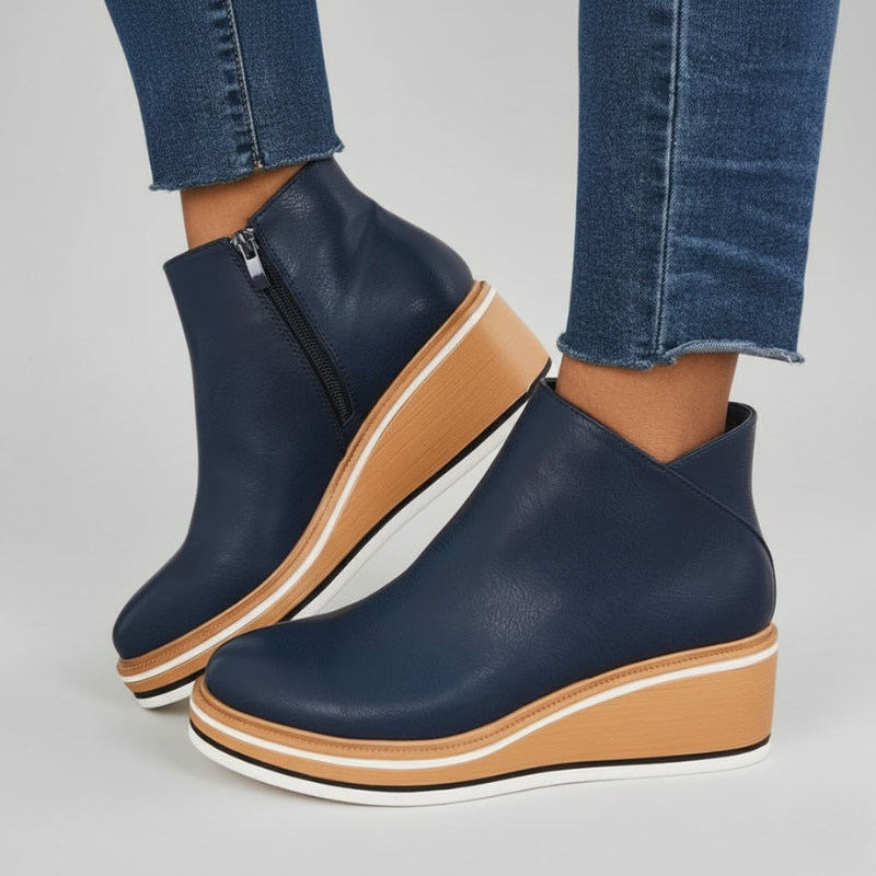 Victoria | Orthopedic Leather Wedge Boots