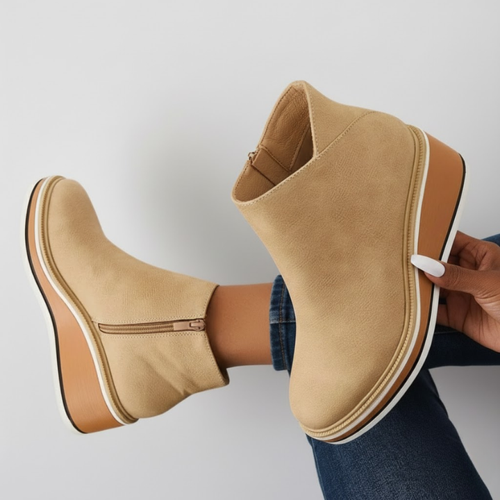 Victoria - Orthopedic Leather Wedge Boots
