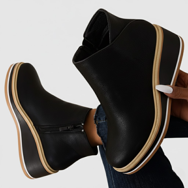 Victoria | Orthopedic Leather Wedge Boots