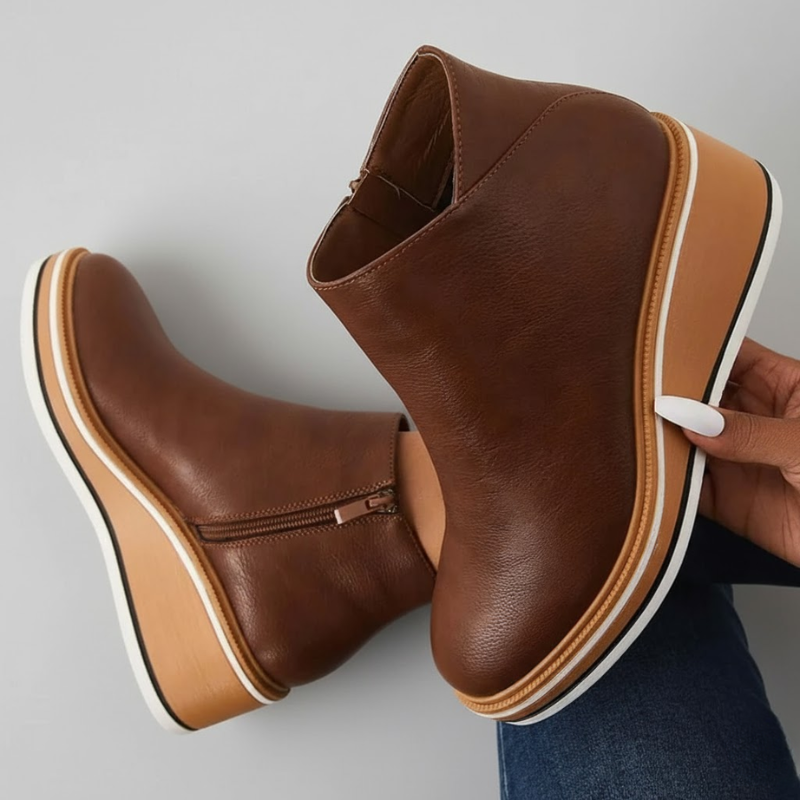Victoria | Orthopedic Leather Wedge Boots