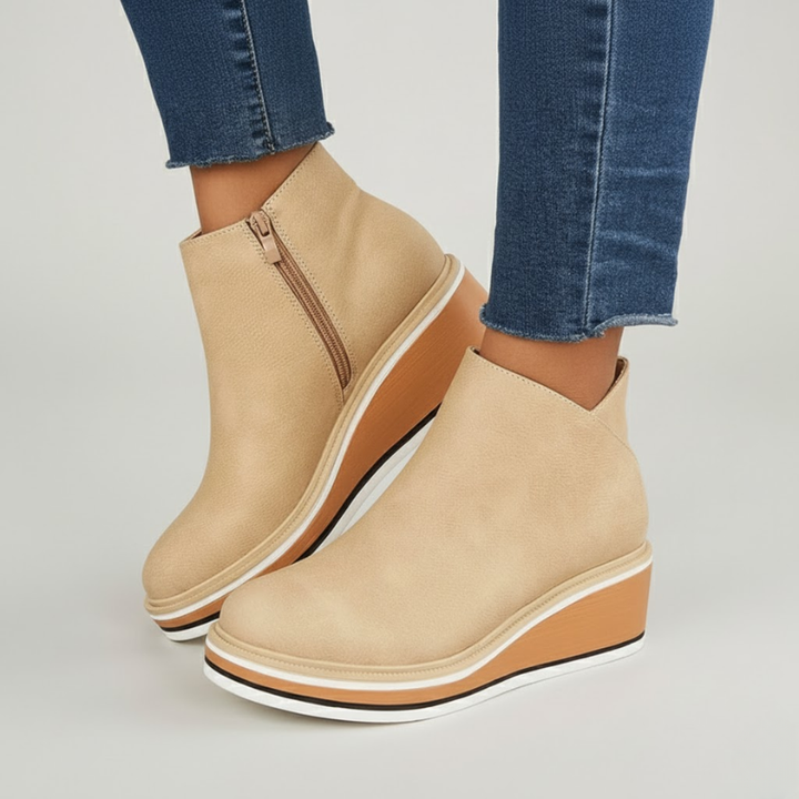 Victoria | Orthopedic Leather Wedge Boots