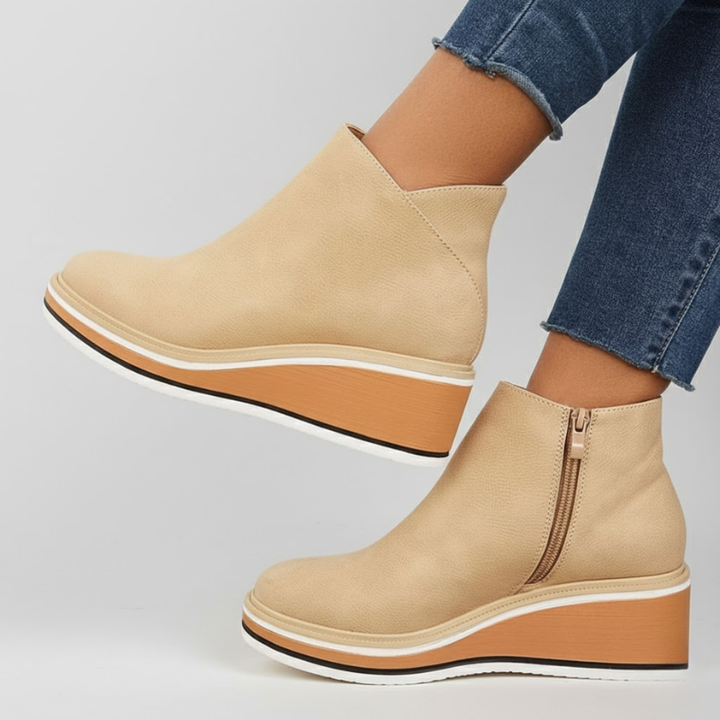 Victoria | Orthopedic Leather Wedge Boots