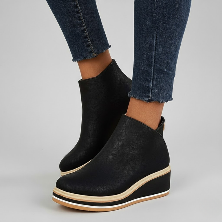 Victoria | Orthopedic Leather Wedge Boots